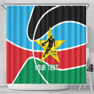 Afro Basketball Custom South Sudan Shower Curtain Come On Bright Stars - African Pride