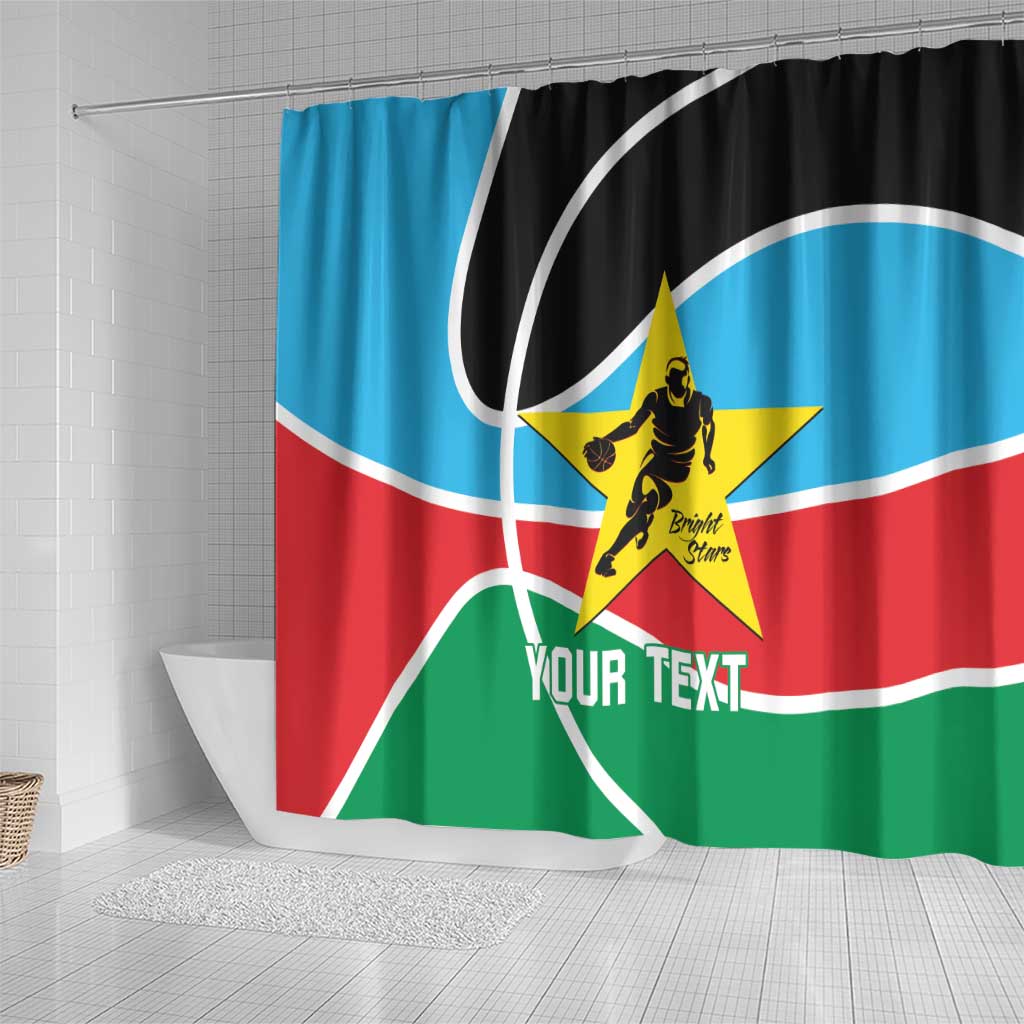 Afro Basketball Custom South Sudan Shower Curtain Come On Bright Stars - African Pride