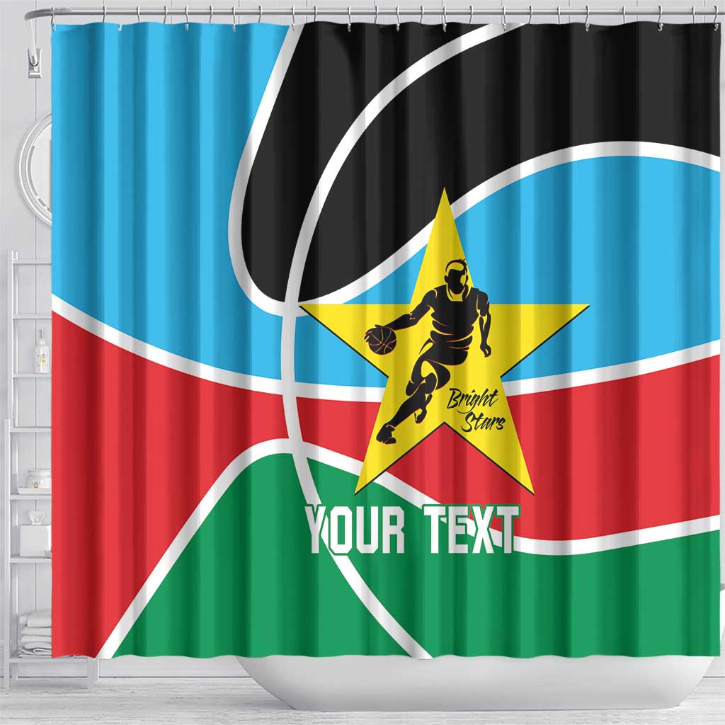 Afro Basketball Custom South Sudan Shower Curtain Come On Bright Stars - African Pride