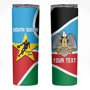 Afro Basketball Custom South Sudan Skinny Tumbler Come On Bright Stars - African Pride