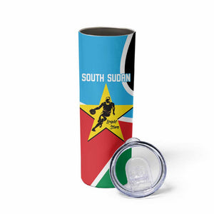 Afro Basketball Custom South Sudan Skinny Tumbler Come On Bright Stars - African Pride