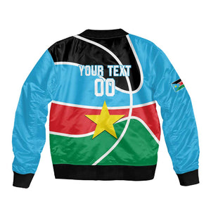 Afro Basketball Custom South Sudan Sleeve Zip Bomber Jacket Come On Bright Stars - African Pride