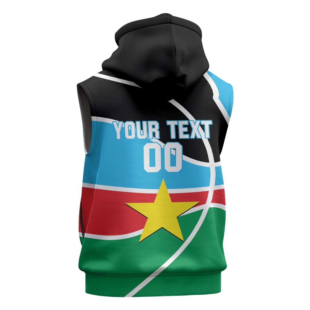 Afro Basketball Custom South Sudan Sleeveless Zip Hoodie Come On Bright Stars - African Pride