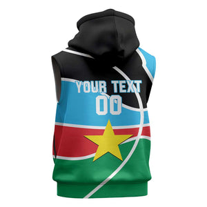 Afro Basketball Custom South Sudan Sleeveless Zip Hoodie Come On Bright Stars - African Pride