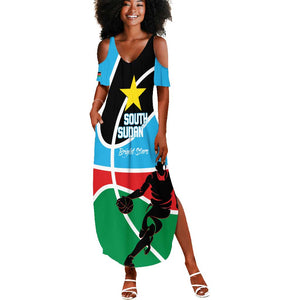 Afro Basketball Custom South Sudan Summer Maxi Dress Come On Bright Stars - African Pride