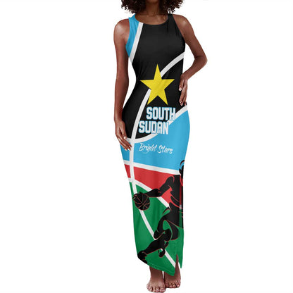 Afro Basketball Custom South Sudan Tank Maxi Dress Come On Bright Stars - African Pride