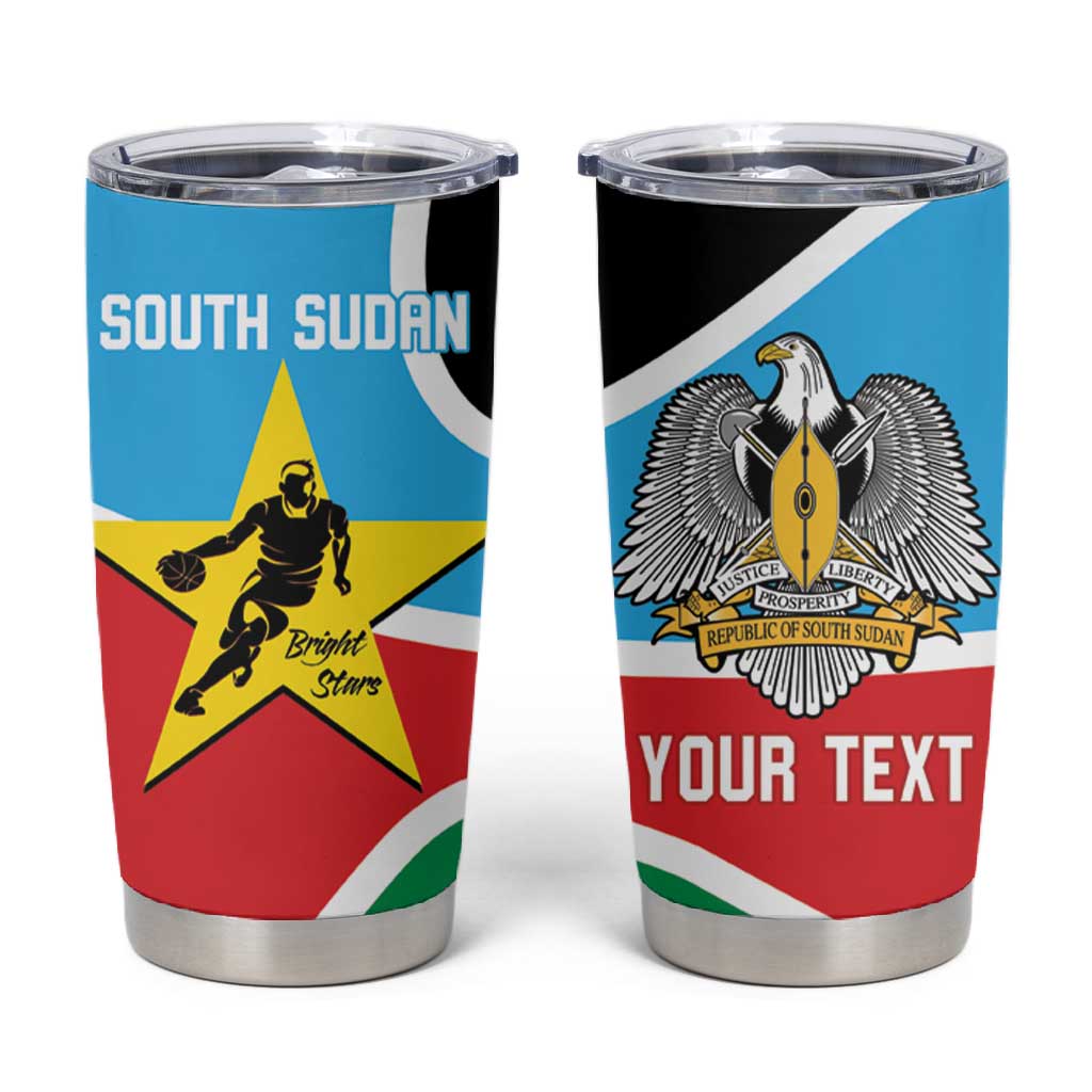 Afro Basketball Custom South Sudan Tumbler Cup Come On Bright Stars - African Pride