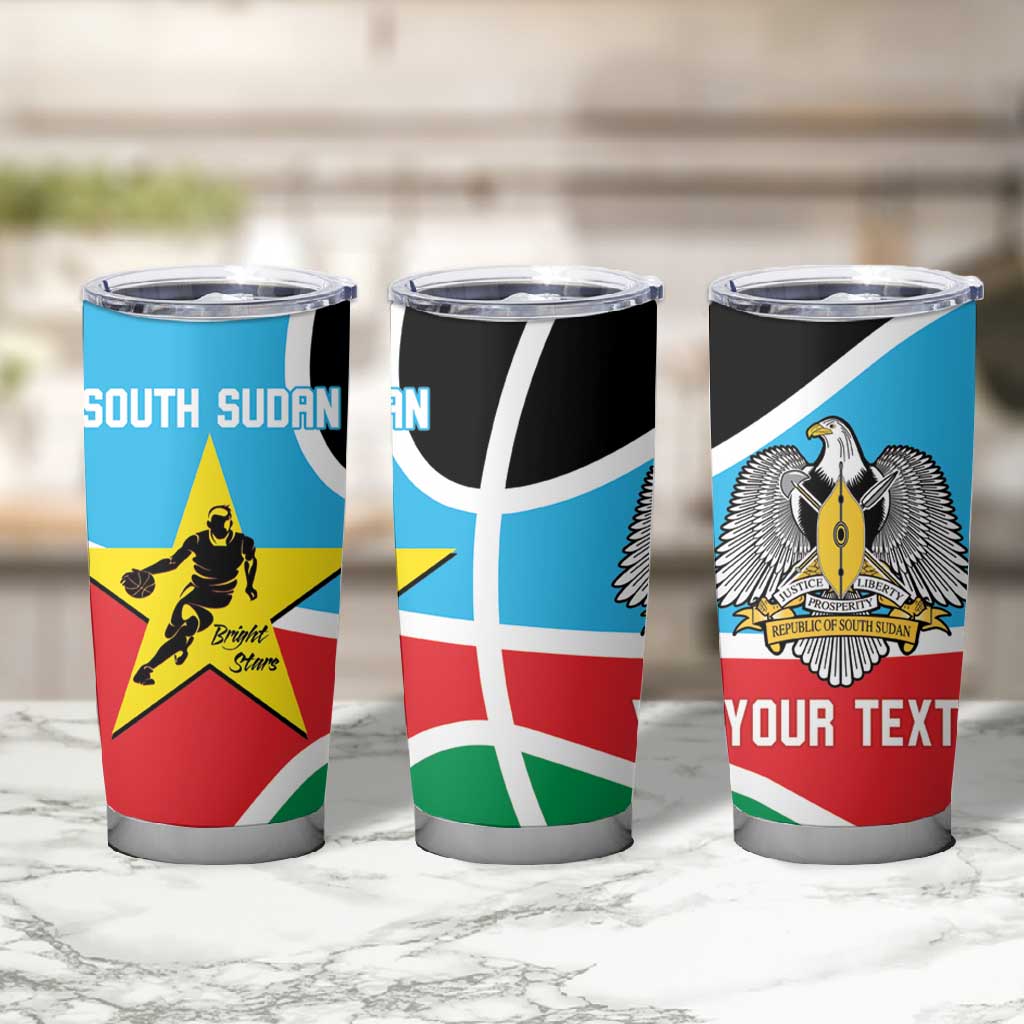 Afro Basketball Custom South Sudan Tumbler Cup Come On Bright Stars - African Pride
