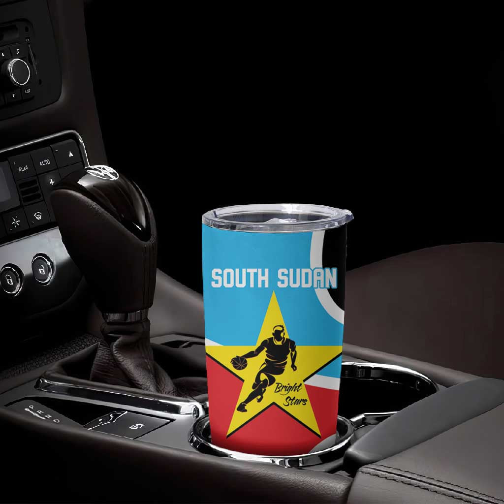 Afro Basketball Custom South Sudan Tumbler Cup Come On Bright Stars - African Pride