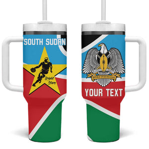Afro Basketball Custom South Sudan Tumbler With Handle Come On Bright Stars - African Pride