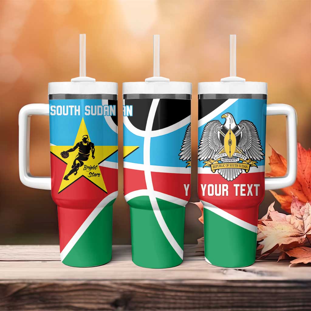 Afro Basketball Custom South Sudan Tumbler With Handle Come On Bright Stars - African Pride