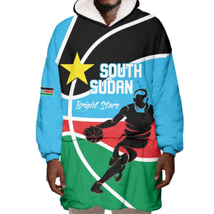 Afro Basketball Custom South Sudan Wearable Blanket Hoodie Come On Bright Stars - African Pride