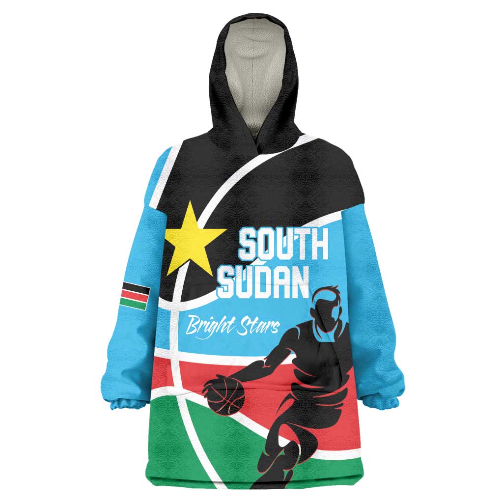 Afro Basketball Custom South Sudan Wearable Blanket Hoodie Come On Bright Stars - African Pride