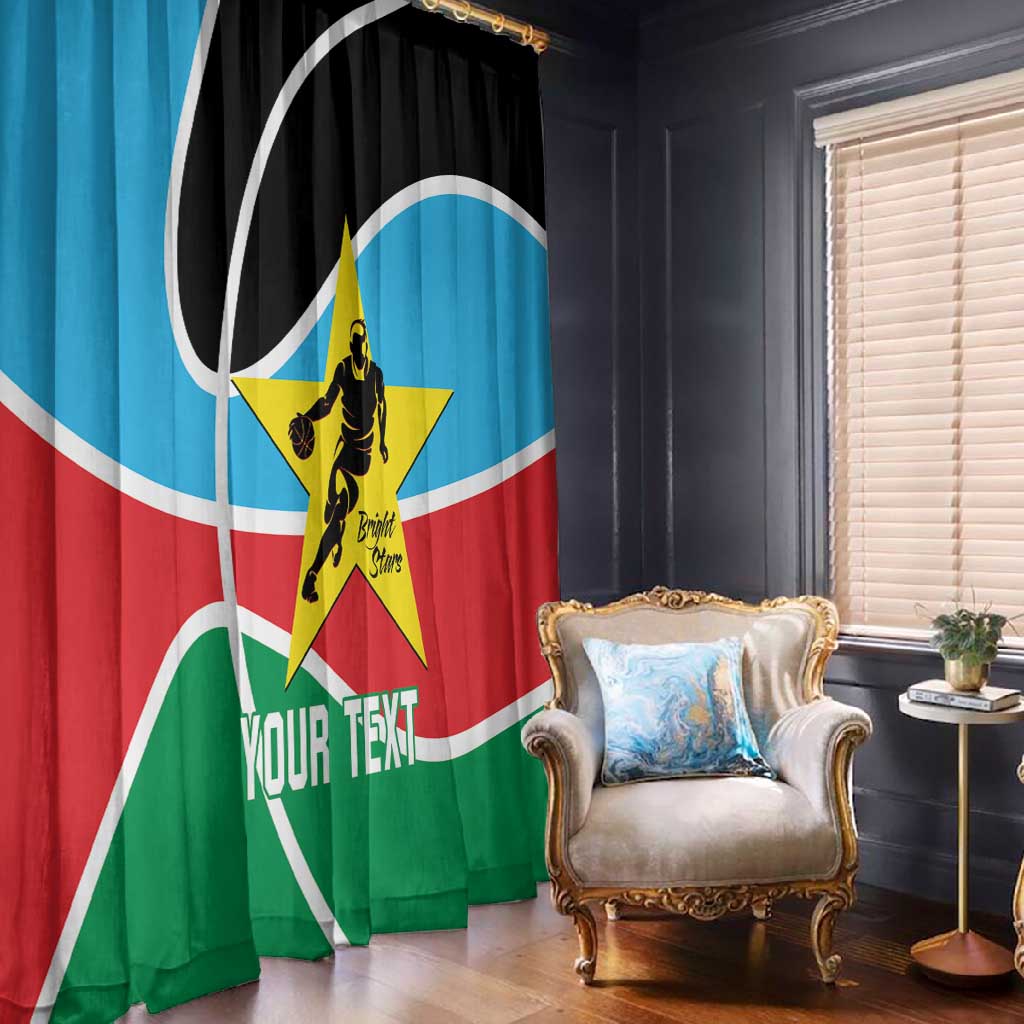 Afro Basketball Custom South Sudan Window Curtain Come On Bright Stars - African Pride