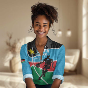 Afro Basketball Custom South Sudan Women Casual Shirt Come On Bright Stars - African Pride