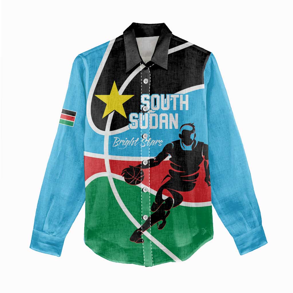 Afro Basketball Custom South Sudan Women Casual Shirt Come On Bright Stars - African Pride