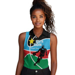 Afro Basketball Custom South Sudan Women Sleeveless Polo Shirt Come On Bright Stars - African Pride