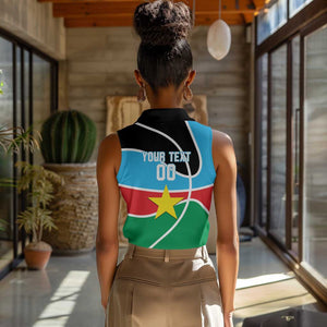 Afro Basketball Custom South Sudan Women Sleeveless Polo Shirt Come On Bright Stars - African Pride
