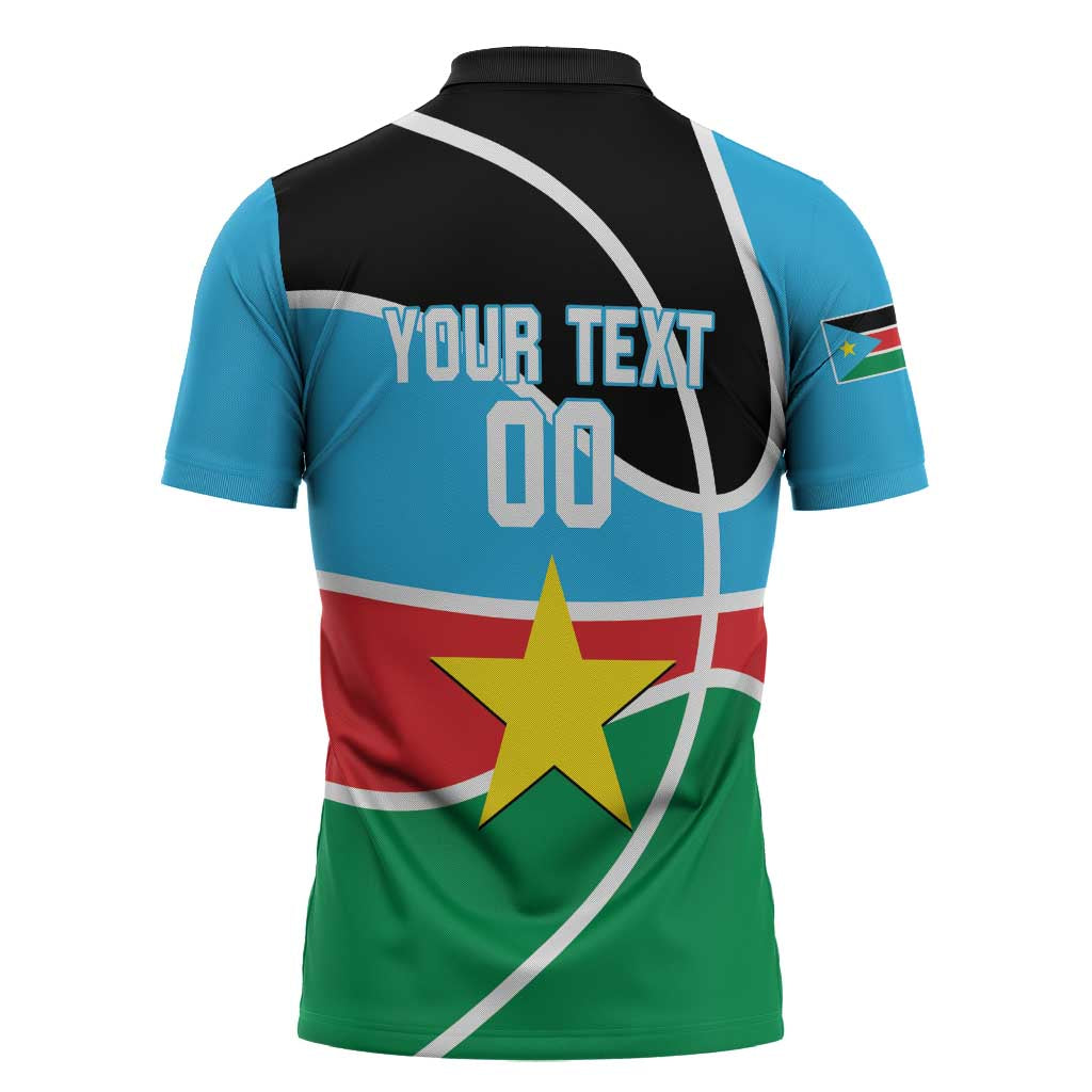South Sudan Basketball Custom Zipper Polo Shirt Come On Bright Stars