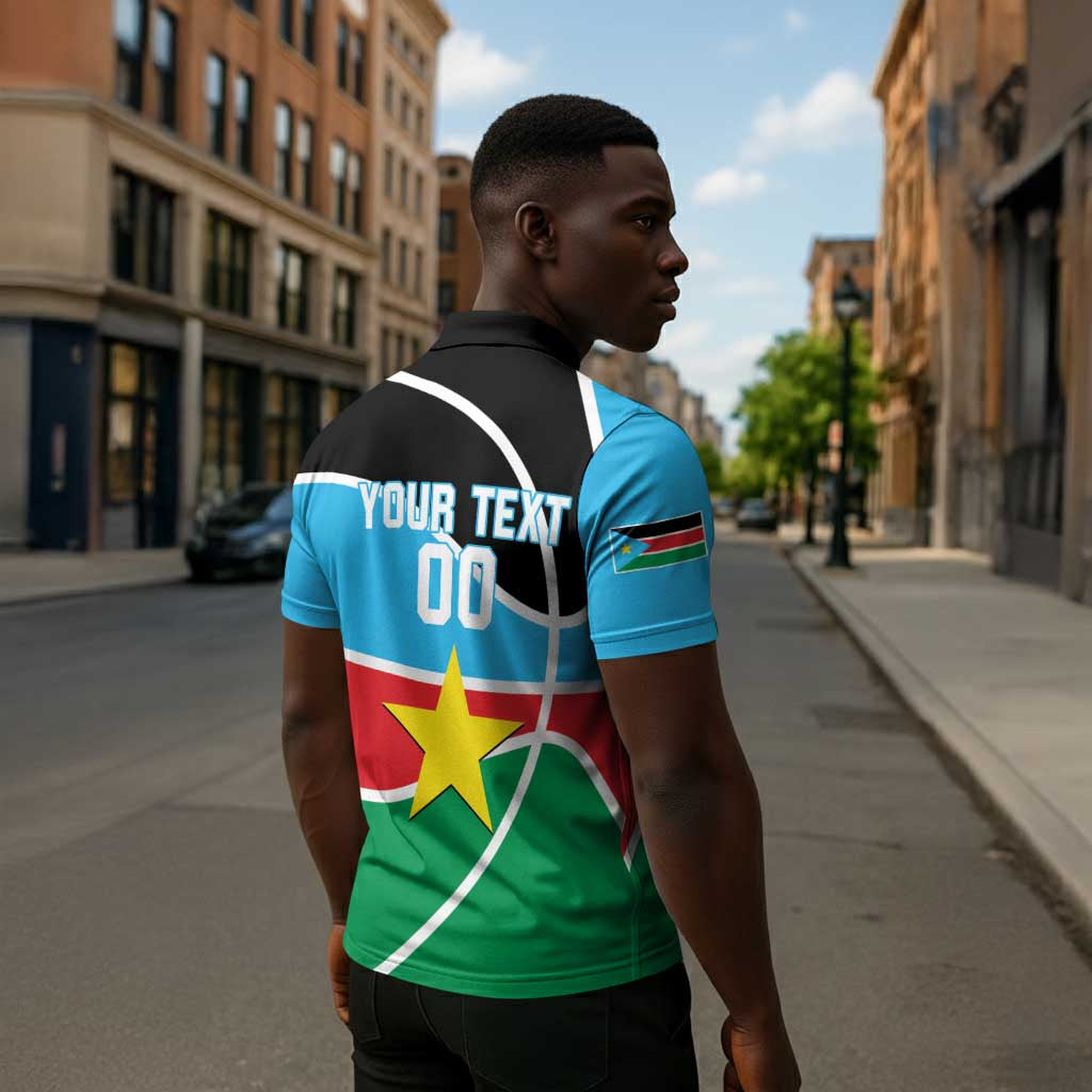 South Sudan Basketball Custom Zipper Polo Shirt Come On Bright Stars