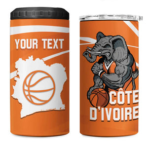 Afro Basketball Custom Ivory Coast 4 in 1 Can Cooler Tumbler Allez Les Elephants - African Pride