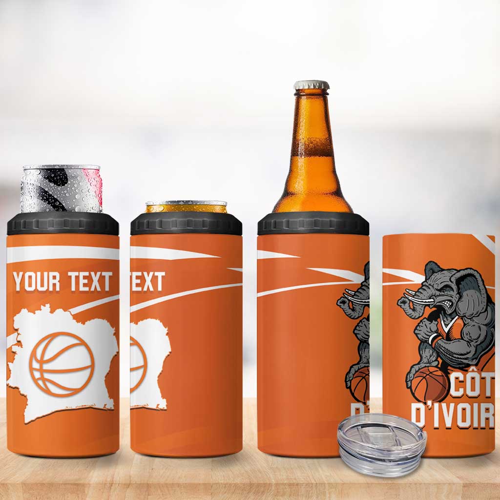 Afro Basketball Custom Ivory Coast 4 in 1 Can Cooler Tumbler Allez Les Elephants - African Pride