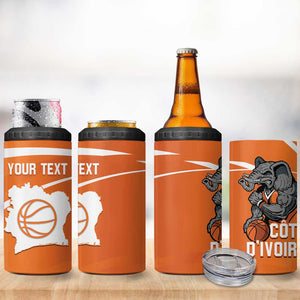 Afro Basketball Custom Ivory Coast 4 in 1 Can Cooler Tumbler Allez Les Elephants - African Pride