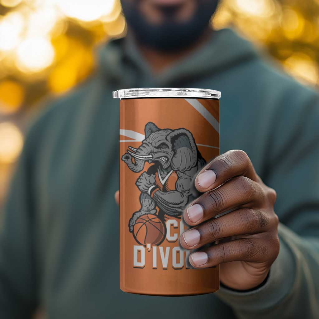 Afro Basketball Custom Ivory Coast 4 in 1 Can Cooler Tumbler Allez Les Elephants - African Pride