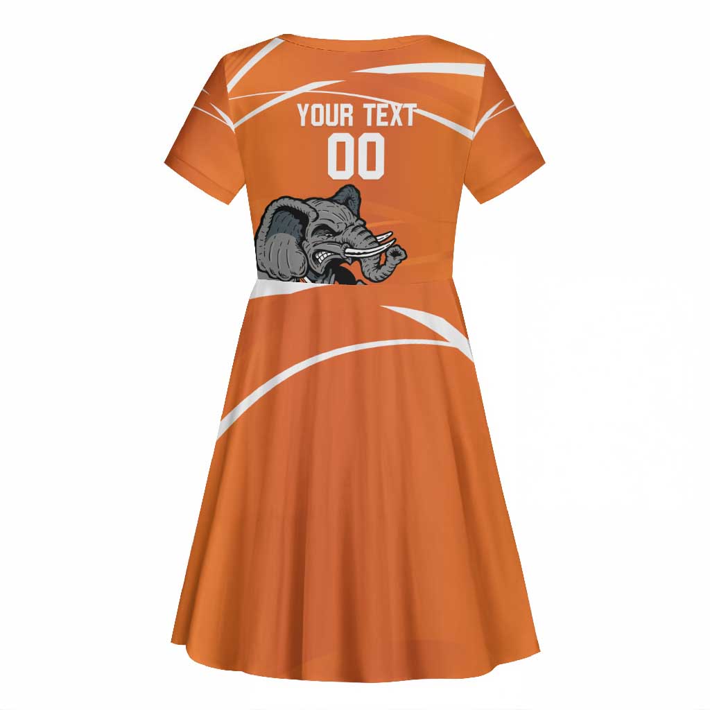 Afro Basketball Custom Ivory Coast Kid Short Sleeve Dress Allez Les Elephants - African Pride