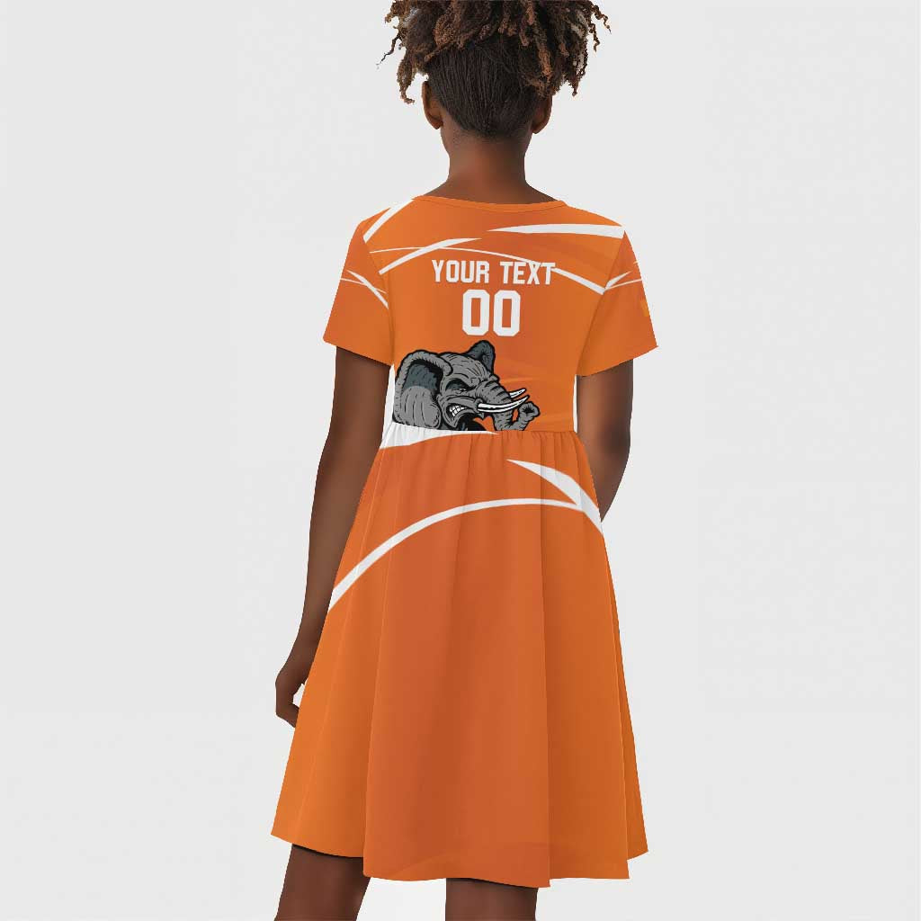 Afro Basketball Custom Ivory Coast Kid Short Sleeve Dress Allez Les Elephants - African Pride