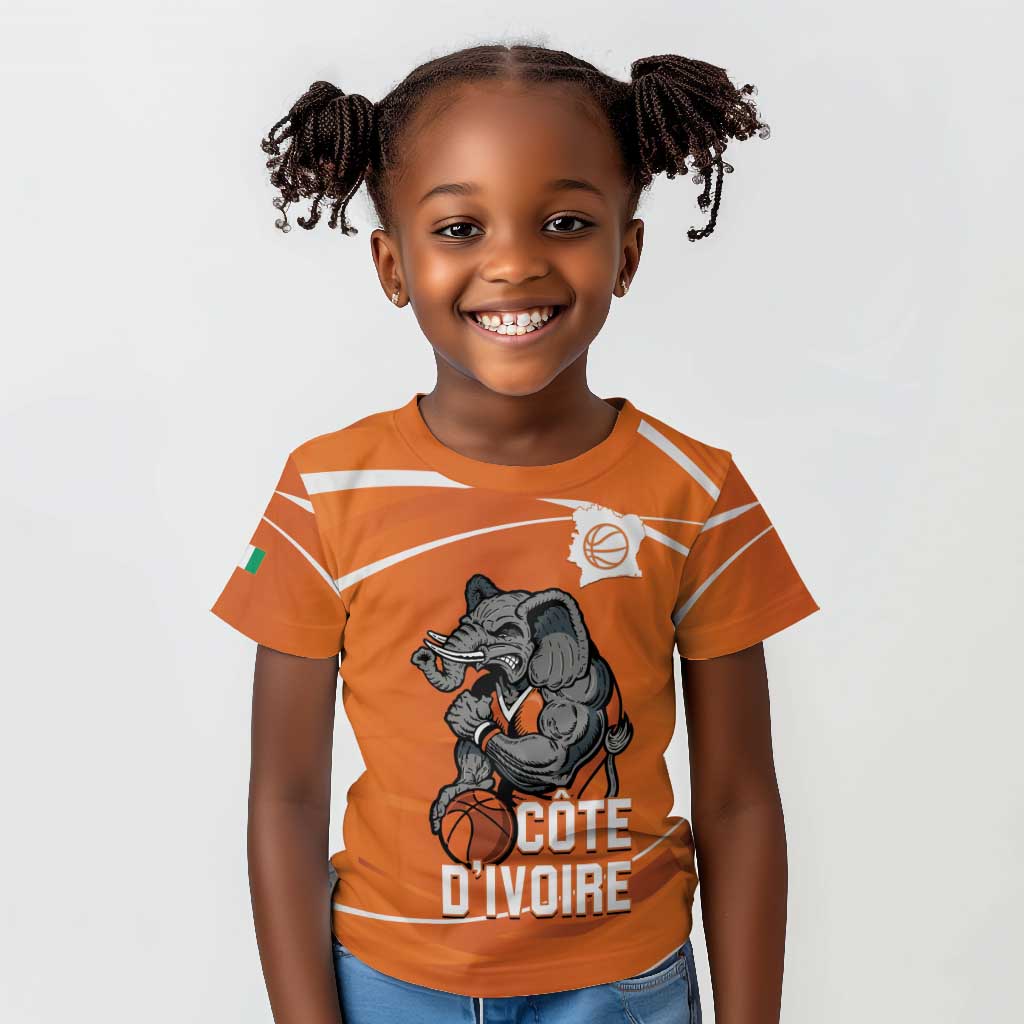 Afro Basketball Custom Ivory Coast Kid T shirt Allez Les Elephants - African Pride