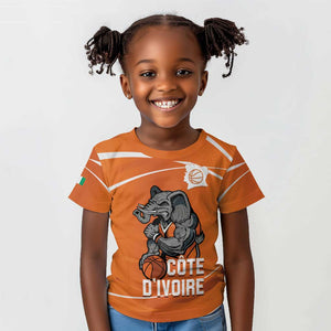 Afro Basketball Custom Ivory Coast Kid T shirt Allez Les Elephants - African Pride