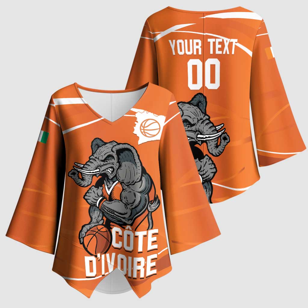 Ivory Coast Basketball Custom Kimono Sleeve Blouse Allez Les Elephants
