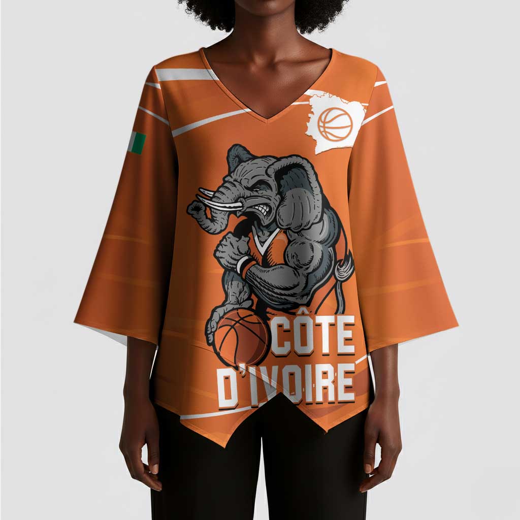 Ivory Coast Basketball Custom Kimono Sleeve Blouse Allez Les Elephants