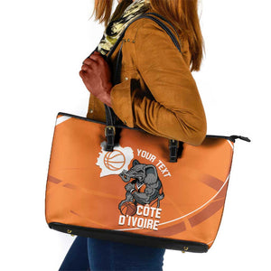 Afro Basketball Custom Ivory Coast Leather Tote Bag Allez Les Elephants - African Pride