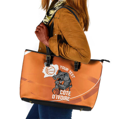 Afro Basketball Custom Ivory Coast Leather Tote Bag Allez Les Elephants - African Pride