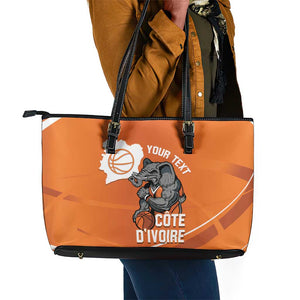 Afro Basketball Custom Ivory Coast Leather Tote Bag Allez Les Elephants - African Pride