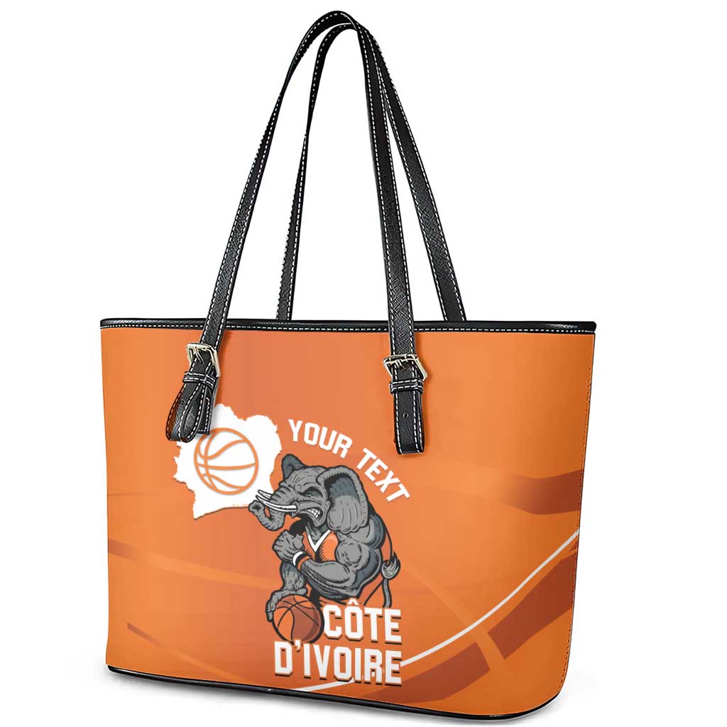 Afro Basketball Custom Ivory Coast Leather Tote Bag Allez Les Elephants - African Pride
