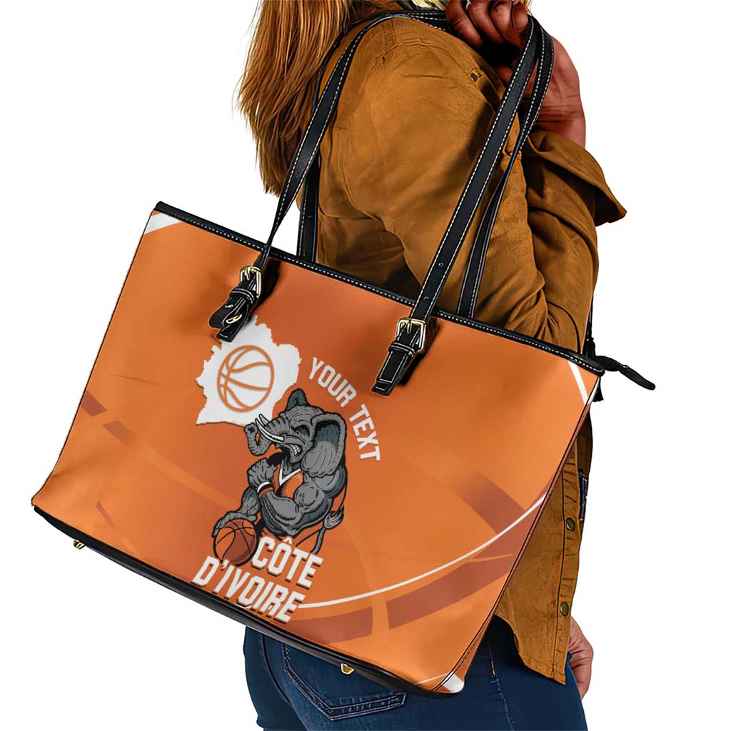 Afro Basketball Custom Ivory Coast Leather Tote Bag Allez Les Elephants - African Pride