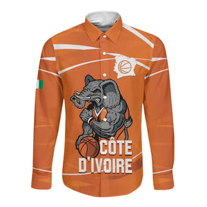Afro Basketball Custom Ivory Coast Long Sleeve Button Shirt Allez Les Elephants - African Pride