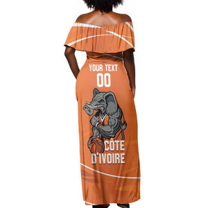 Afro Basketball Custom Ivory Coast Off Shoulder Maxi Dress Allez Les Elephants - African Pride
