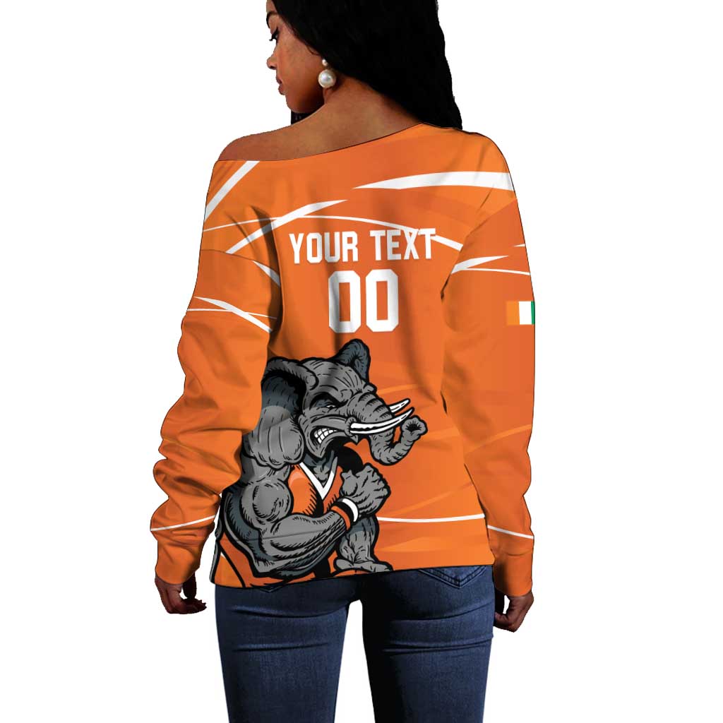 Afro Basketball Custom Ivory Coast Off Shoulder Sweater Allez Les Elephants - African Pride