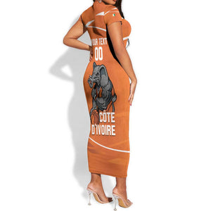 Afro Basketball Custom Ivory Coast Short Sleeve Bodycon Dress Allez Les Elephants - African Pride