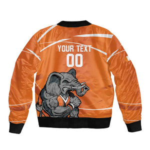 Afro Basketball Custom Ivory Coast Sleeve Zip Bomber Jacket Allez Les Elephants - African Pride