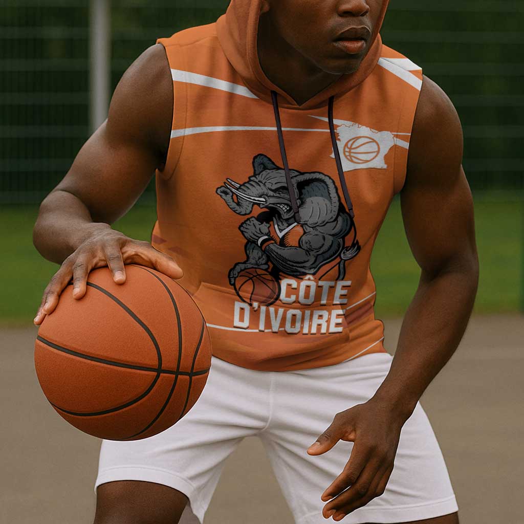 Afro Basketball Custom Ivory Coast Sleeveless Hoodie Allez Les Elephants - African Pride