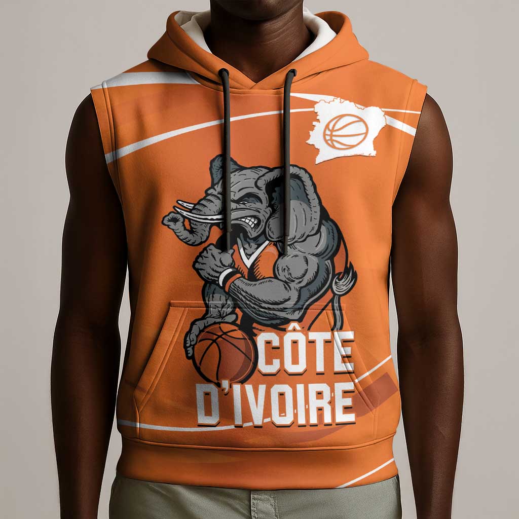 Afro Basketball Custom Ivory Coast Sleeveless Hoodie Allez Les Elephants - African Pride