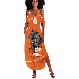 Afro Basketball Custom Ivory Coast Summer Maxi Dress Allez Les Elephants - African Pride