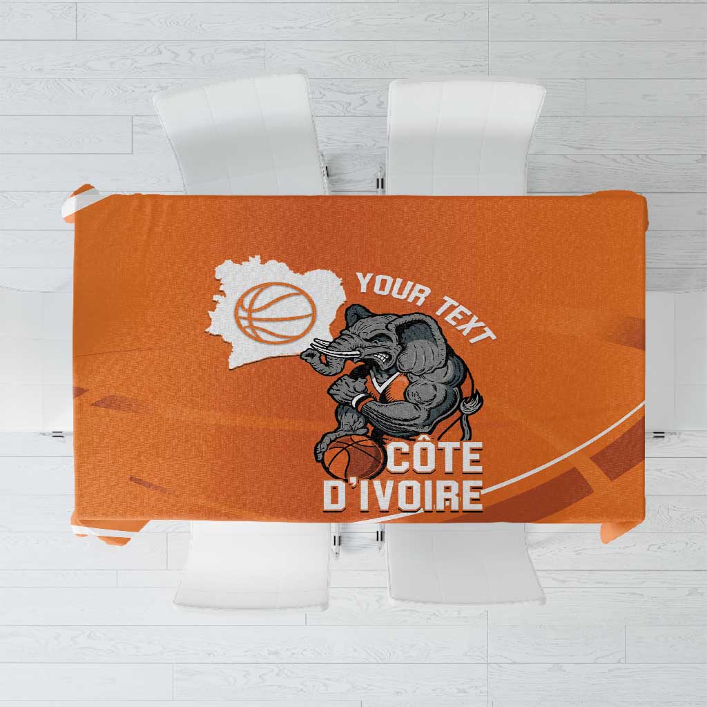 Afro Basketball Custom Ivory Coast Tablecloth Allez Les Elephants - African Pride