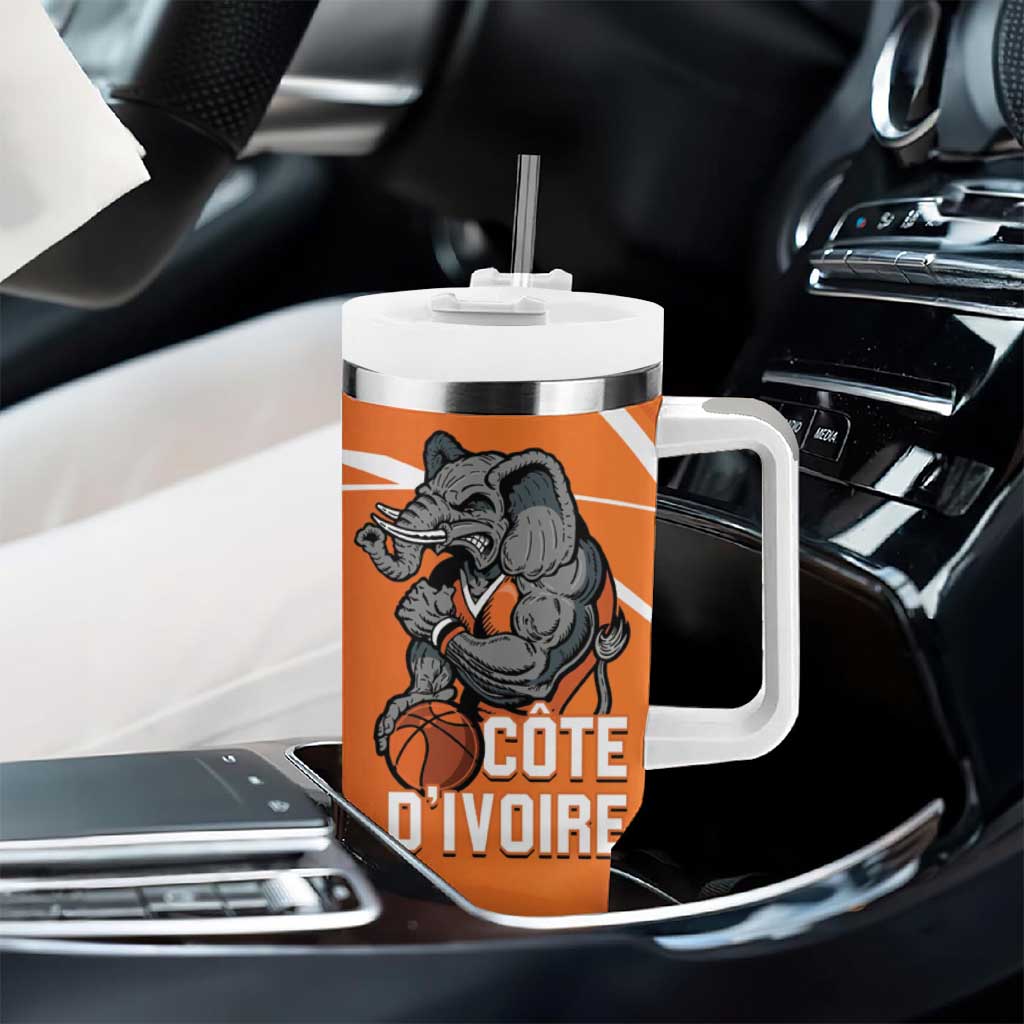 Afro Basketball Custom Ivory Coast Tumbler With Handle Allez Les Elephants - African Pride
