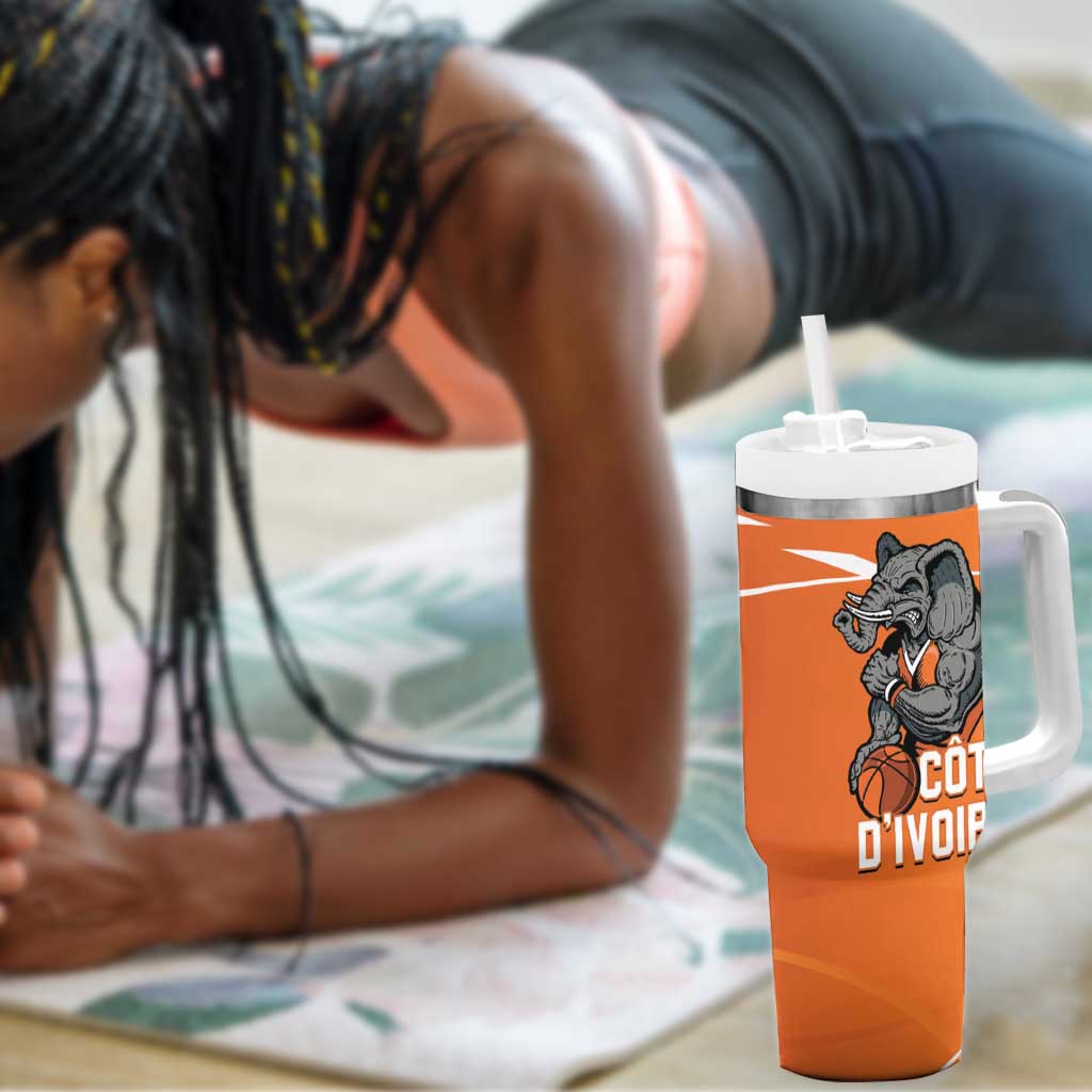 Afro Basketball Custom Ivory Coast Tumbler With Handle Allez Les Elephants - African Pride